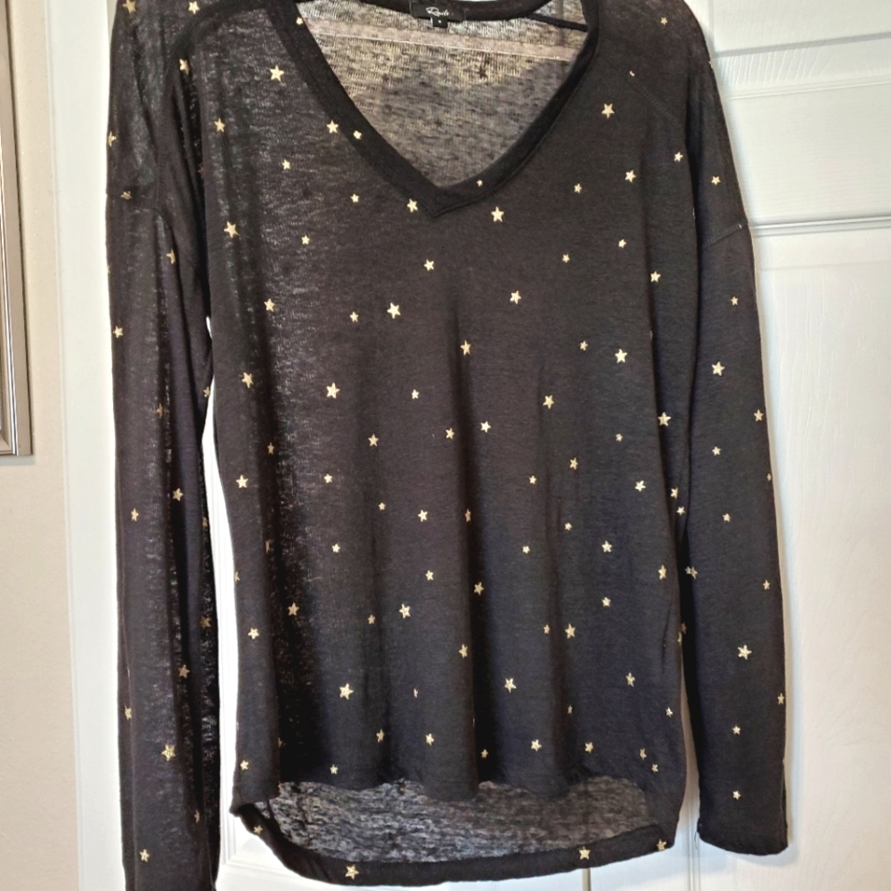 Rials gold foil star linen shirt
